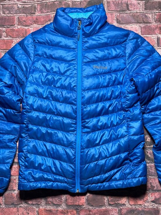 Marmot 800 Fill Womens Size Small Blue Long Sleeve Full Zip Down Puffer Jacket - Picture 1 of 9